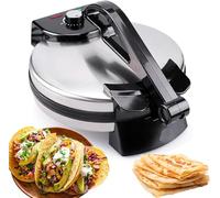 Electric Tortilla Press, Pancake Maker, Double Sided Heating, Non-Stick with LED Indicator, Portable Breakfast Maker for Crepes, Pizza, Chapati