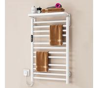 Electric Towel Warmer Rack with Timer and Temperature Control, LED Indicator for Bathroom, Includes Top Shelf