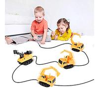 Electric Toy Construction Truck Optical Sensing Auto Follow Line Vehicle for Kids Cognitive Learning Play,with Black Line Detection Interactive Engineering Car,for Birthday Gift (Yellow)