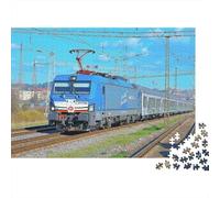 Electric Train Journey 100% Recycled Cardboard Blue Electric Train 1000 Piece Jigsaw for Adults Unique Beautiful Decoration Puzzle 38x26cm/1000pcs