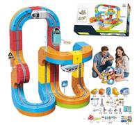 Electric Train Set - 179 PCS Clickrail Flexible Race Track, Gravity-Defying Building Toy for Kids - Includes 2 Cars and Magnetic Track Pieces