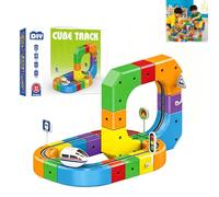 Electric Train Set, 3D Embedded Layouts Train Track Set for Kids, Gravity Defying Motorized Car Rail Cube Building Toy (51)