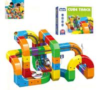Electric Train Set, 3D Embedded Layouts Train Track Set for Kids, Gravity Defying Motorized Car Rail Cube Building Toy (123)