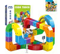 Electric Train Set, 3D Embedded Layouts Train Track Set for Kids, Gravity Defying Motorized Car Rail Cube Building Toy (81)