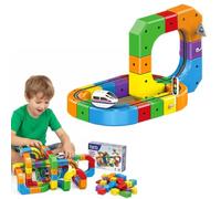 Electric Train Set, 51Pcs Flexible Race Track Toy with Motorized Car, 3D Gravi-ty-Defying Tracks, Click Rail Electric Train Track Set Toy, STEM Educational Gifts (51pcs)