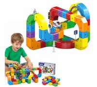 Electric Train Set, 81Pcs Flexible Race Track Toy with Motorized Car, 3D Gravi-ty-Defying Tracks, Click Rail Electric Train Track Set Toy, STEM Educational Gifts (81pcs)