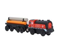 Electric Train Set Battery Powered, Wooden Train Set for Kids, Medieval Design Electric Toy Train with Customizable Track Layout, Includes Wood Sticks and Logs for Boys