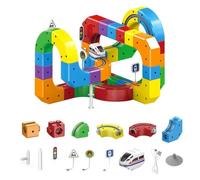 Electric Train Set Building Block Track Car Electric Track Mini Train Assembly Toys For Children Gift Railway Model train Flexible easy Layouts&Motorized Gifts 3d train Learning construction R