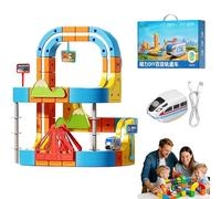 Electric Train Set, DIY Magic Rail Cube Track Set, Flexible Race Track, Gravity-Defying Motorized Car & Rail Cube Building Toy, Creative Christmas Birthday Gift for Boys Girls (100PCS)