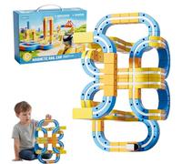 Electric Train Set, DIY Magic Rail Cube Train Set with Anti Gravity Motorized Train, Flexible Race Track Fusion Toy, 3D Embedded Layouts Magnetic Car Track Sets for Kids,Gifts For Boy(62Pcs)