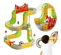 Electric Train Set, DIY Magic Rail Cube Train Set with Anti Gravity Motorized Train, Flexible Race Track Fusion Toy, 3D Embedded Layouts Magnetic Car Track Sets for Kids,Gifts For Boy(87Pcs)
