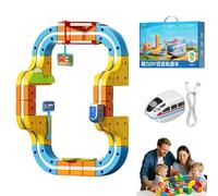 Electric Train Set, DIY Track Building Toy, Flexible Race Track with Motorized Car, Creative Gift for Boys and Girls, 51-Piece Magic Rail Cube Set