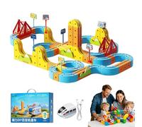 Electric Train Set, DIY Track Building Toy, Flexible Race Track with Motorized Car, Creative Gift for Boys and Girls, 51-Piece Magic Rail Cube Set