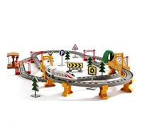 Electric Train Set, DIY Tracks Set with Train Car Tracks Bridge Road Sign,Train-Track Accessories Playset, Simple Assembly (100PCS)