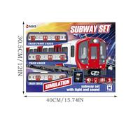 Electric Train Set - Educational Retro Subway Playset with Light and Sound, Interactive Track Toy for Toddler Learning, Creative Building Game for Boys Girls Home 15.75 Inches
