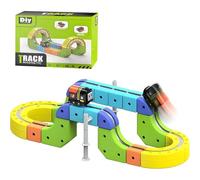 Electric Train Set Flexible Race Track, 3D Embedded Layout, with Electric Car, Suitable for Children Aged 4 to 8 Years Old Educational Gift (62 PCS)