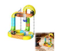 Electric Train Set Flexible Race Track,3D Embedded Layouts Train Track Set for Kids,62 Pieces Electric Trains Sets with Magnetic Tracks,Car & Rail Cube Building Toy (105PCS)