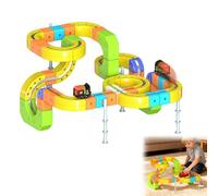 Electric Train Set Flexible Race Track,3D Embedded Layouts Train Track Set for Kids,62 Pieces Electric Trains Sets with Magnetic Tracks,Car & Rail Cube Building Toy (167PCS)