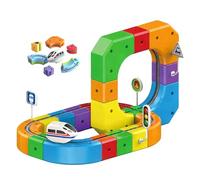 Electric Train Set Flexible Race Track, Electric Train Set with Magnetic Tracks, 118PCS Building Blocks with 360° Loops & Bridges, Gravity-Defying 3d Embedded Layouts & Motorized Car for Kids (51Pcs)