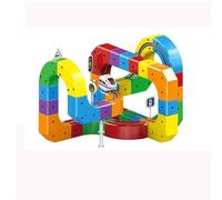 Electric Train Set Flexible Race Track for boys 4 5 6 7 8, Learning Building Toy Train Track Gravity-Defying 3D Embedded Layouts & Motorized Car, Magnetic Flexible Race Tracks (81pcs)