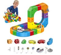 Electric Train Set Flexible Race Track for Kids 4 6 7 8, 32 Pcs Car Track for kids 3-5, Building Toy Train Track Gravity-Defying 3D Embedded Layouts & Motorized Car (51pcs)