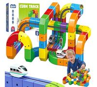 Electric Train Set Flexible Race Track for Kids 4 6 7 8, 32 Pcs Car Track for kids 3-5, Building Toy Train Track Gravity-Defying 3D Embedded Layouts & Motorized Car (123pcs)