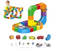 Electric Train Set Flexible Race Track for Kids 4 6 7 8, 88 Pcs Car Track for Toddlers 3-5, Building Toy Train Tracks Gravity-Defying 3D Embedded Layouts & Motorized Car, STEM Learning Gift