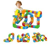 Electric Train Set Flexible Race Track for Kids 4 6 7 8, Building Toy Train Track, Defying 3D Embedded Layouts & Motorized Car Sets for 3 4 5 6 7+ Years Old Toddler Boys and Girls (81pcs 1set)