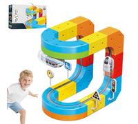 Electric Train Set Flexible Race Track, Gravity-Defying 3D Embedded Layouts & Motorized Car, Flexible Race Car Magnetic Track Set, STEM Building Toy for Kids