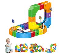 Electric Train Set Flexible Race Track, Magic Rail Cube Train Track Set, 3D Embedded Layouts Tracks Set for Kids, Gravity-Defying Motorized Car & Rail Cube Building Toy For Kids Boys Girls (51pcs)