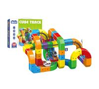 Electric Train Set Flexible Race Track, Magnetic Rail Cube Train Track Set for Kids, Gravity-Defying 3D Embedded Layouts & Motorised Car, Christmas Birthday Gifts for Boys Girls (123PCS)