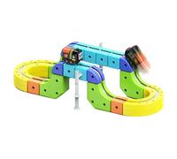 Electric Train Set Flexible Race Track, Magnetic Track Car Toys, 3D DIY Building Toy Train Track Anti-Gravity Driving Gravity-Defying, Gift for Aged 3-12 Children Boys Girls (65Pcs)