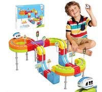 Electric Train Set for Kids, 70PCS 3D Cube Track with Train, Traffic Signs & Bridge, DIY Building Toys for Boys Girls, Creative Toy Birthday for Kids 3-12 Years Old