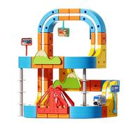 Electric Train Set, Gravity Defying 3D Magnetic Electric Building Blocks Track Set, Flexible Track Race Track for Kids, Learning Gift for Boys Girls (Blue 100pcs)