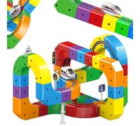 Electric Train Set, Magic Rail Cube, 3D Embedded Layouts, Clickrail Building Toy, Gravity-Defying Gift for Kids, 123pcs