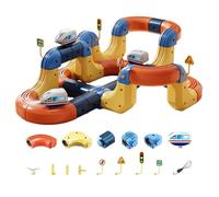 Electric Train Set,Magic Rail Cube Train Set, 3D Embedded Layouts Gravity-Defying Flexible Race Track Fusion Building Toy for Kids, Christmas Birthday Gift for Boys Girls