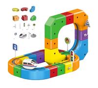 Electric Train Set, Magic Rail Cube Train Set with Motorized Cars, 3D Embedded Layouts, DIY Track Fusion Toy for Boys Girls Gift 51pcs