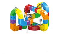 Electric Train Set,Magnetic Building Cube Track,Electric Train Set Flexible Race Track, Magic railcube Train Sets,Creative Construction Playset for Boys & Girls