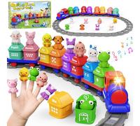 Electric Train Set, Montessori Farm Train Toys for Toddlers 3 4 5 6 Year Old with Tracks Music Lights, Counting, Matching Sorting Learning Toys with 8 Animals, Birthday Gifts for Kids Boys and Girls