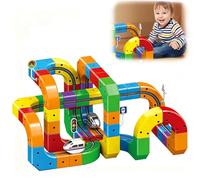 Electric Train Set - USB Rechargeable, Gravity-Defying Motorized Car & Rail Cube Building Toy with Flexible Tracks - 81 Piece Building Toy for Kids