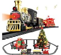 Electric Train Set with 3D Elevated Tracks Music, Locomotive Passenger Carriages, Lights & Quiet Mode Christmas Train for Kids Birthday Gift Holiday Toy for Boys Girls 3 4 5 6 7