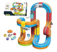 Electric Train Set, with 3d Embedded Layouts and Motorized Car, Red+blue, Magnetic Train Track Set, Colorful Building Game with Magnetic Trains Car, Learning STEM Toy for Kids Age 3+, Gifting