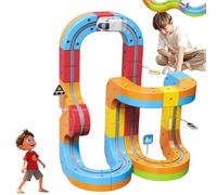 Electric Train Set with Flexible Race Track, 101 PCS Click Rail Track Toy, Motorized Car, 3D Gravity-Defying Layouts, STEM Creative Track Set