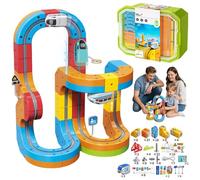 Electric Train Set with Flexible Race Track, Magnetic Track Building Toy, 179 PCS Clickrail Design, Gravity-Defying Race Car Gift for Kids