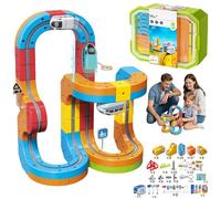 Electric Train Set with Flexible Race Track, Magnetic Track Building Toy, 179 PCS Clickrail Design, Gravity-Defying Race Car Gift for Kids