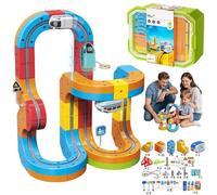 Electric Train Set with Flexible Race Track, Magnetic Track Building Toy, 179 PCS Clickrail Design, Gravity-Defying Race Car Gift for Kids