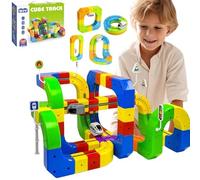 Electric Train Set with Flexible Track: 123 Pcs Kids Building Toy Train Tracks Gravity-Defying 3D Embedded Layouts & Motorized Car, Interactive Fun Play and Gifts for Toddlers 3-8