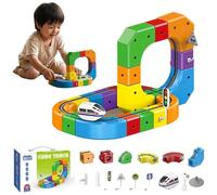 Electric Train Set with Infinity Cube Track and Motorized Train for Kids