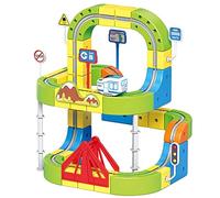 Electric Train Toys Set with Cube Rails & Signs, 3D Magic Flexible Race Tracks, Magnetic Building Tracks Set for Boost Creativity and Skills 105PCS