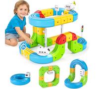 Electric Train Track Set, 3D Anti-Gravity Flexible Race Tracks with Motorized Train and Traffic Signs, Train Toys for Toddler
